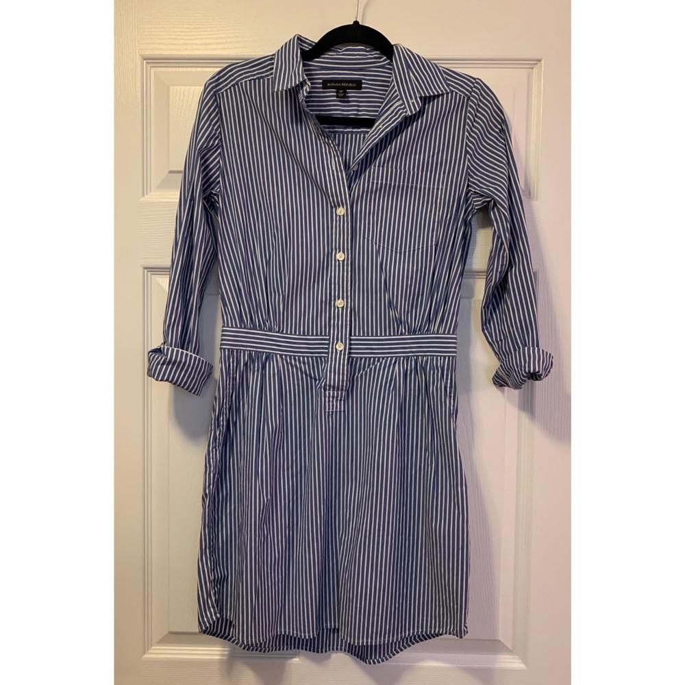 Banana Republic pinstripe collared shirt dress